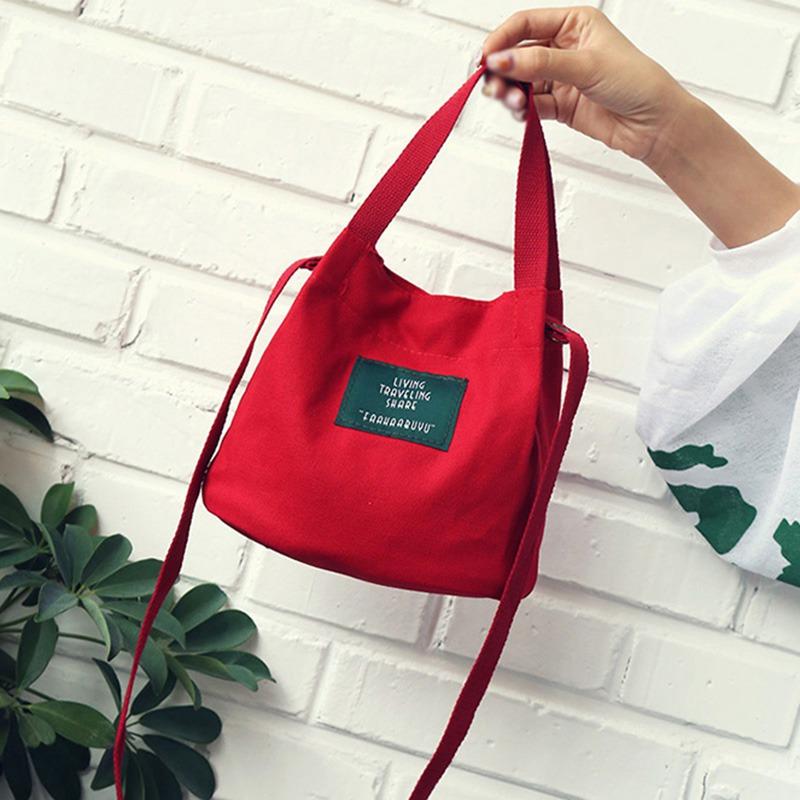 Women's Bag Canvas Bag Crossbody Bag Lady Shoulder Bag All-match Solid Color Small Bags