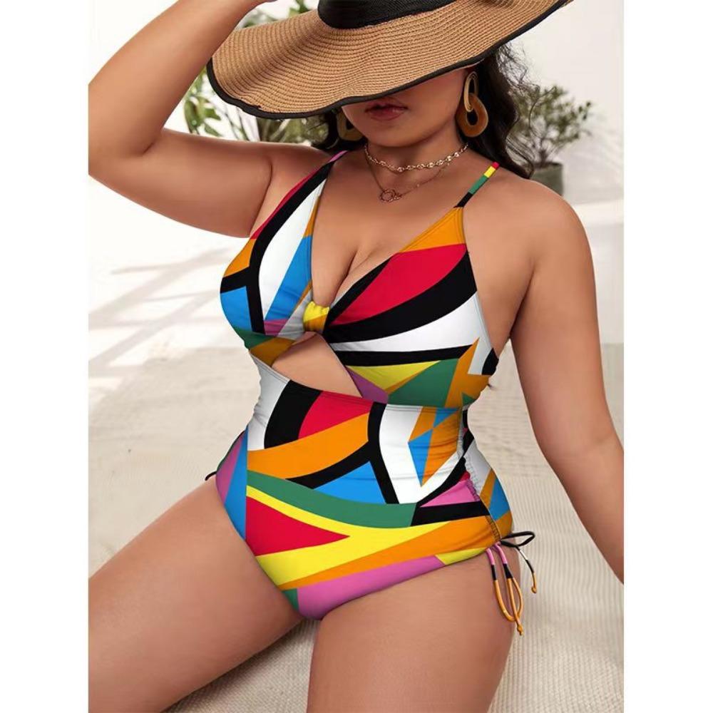 European and American Sexy Large-size Floral Tight-fitting One-piece Swimsuit Bikini Swimsuit