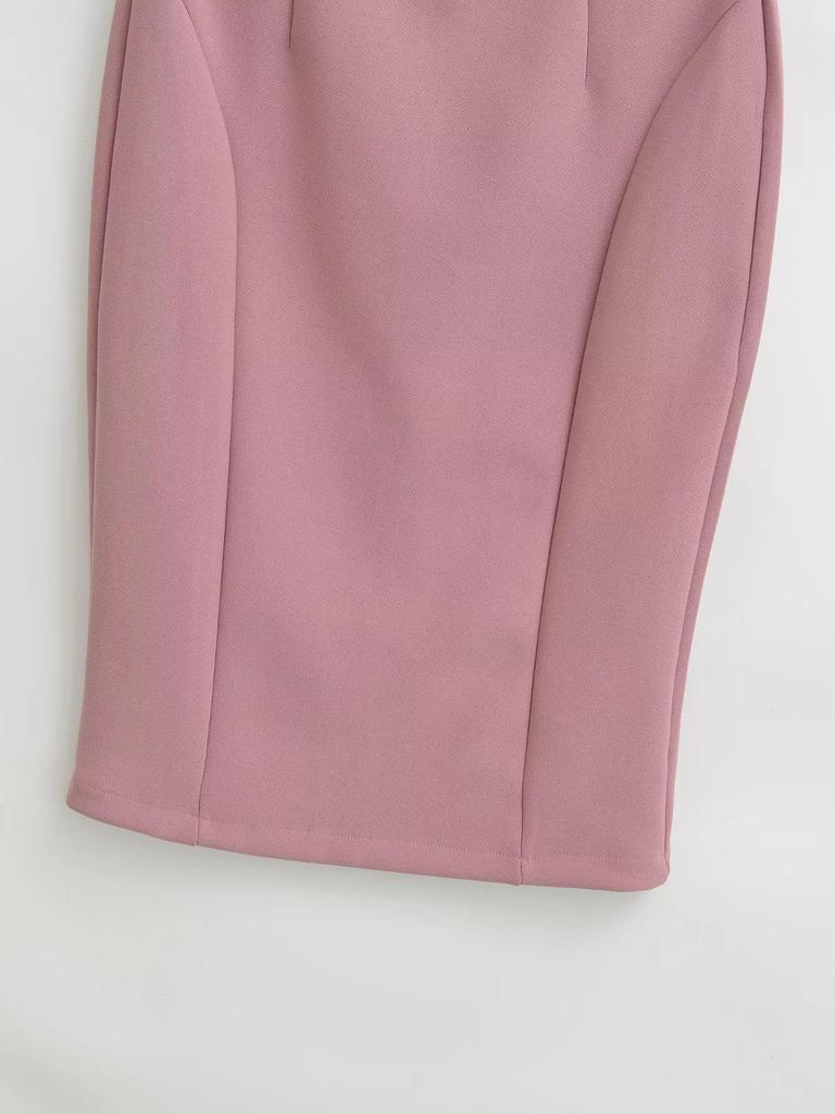 Retro American Slim Fit High-Waisted Midi Pencil Skirt with Back Slit - Women's Autumn Collection