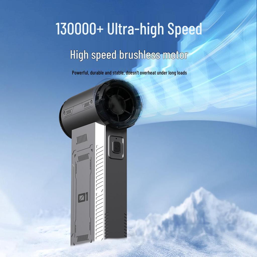 Portable High-Power Turbine Fan: Multi-Purpose Handheld Suction and Blowing Device with High-Speed Airflow for Car and Home Use.