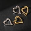 Geometric Hollow Heart Stud Earrings - Retro Design with Light Luxury Style for Women