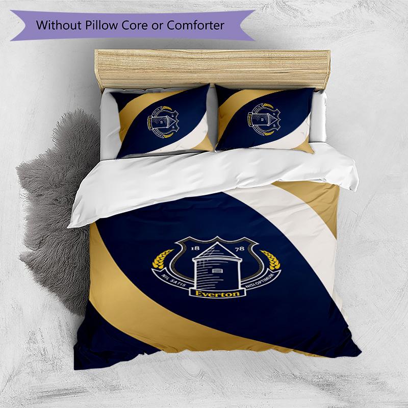 Set Lenzuola Everton Football Stampato 3 Pezzi, Comodo Set Copripiumino per Camera da Letto Amico della Pelle