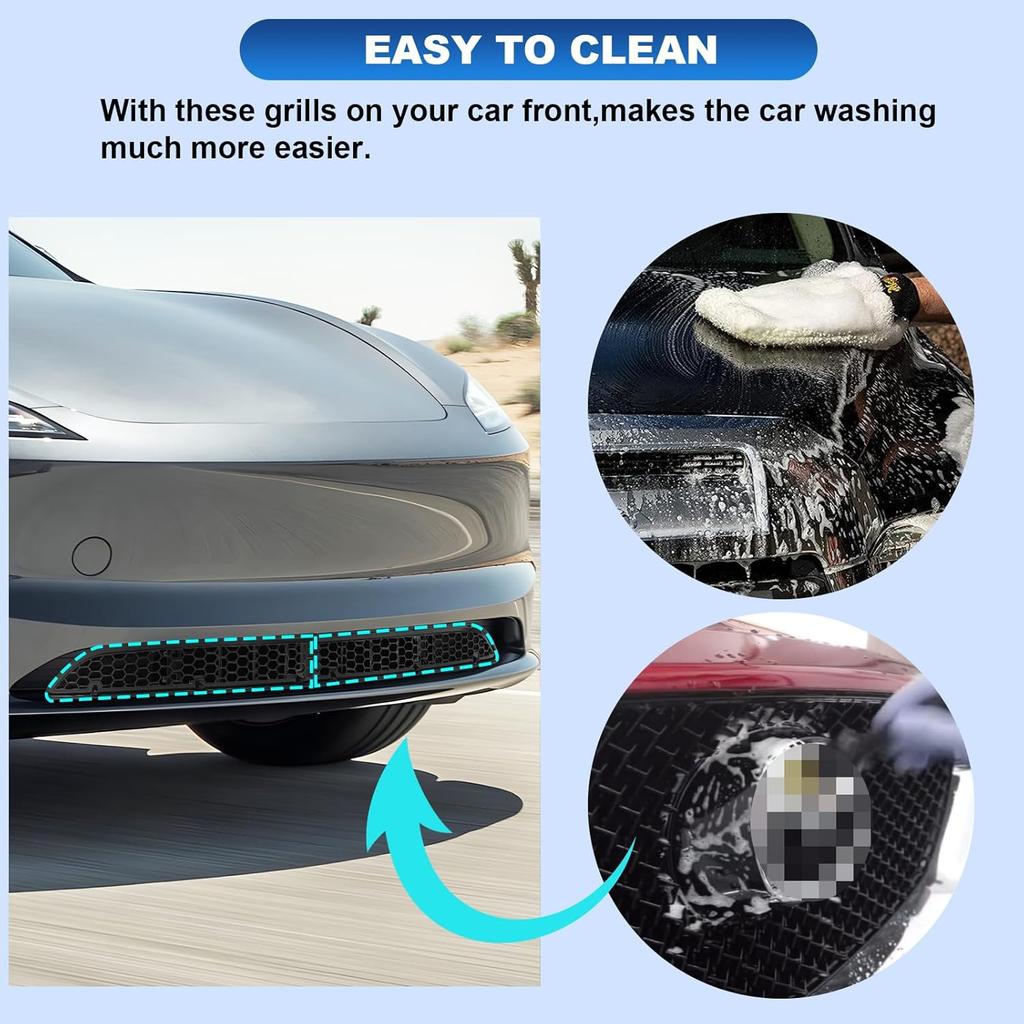 CDEFG For 2024 2025 Tesla Model 3 Front Grill Mesh Erts Trims Front Grille Guard For 2024 2025 Tesla Model 3 Car Exterior Accessories Front License