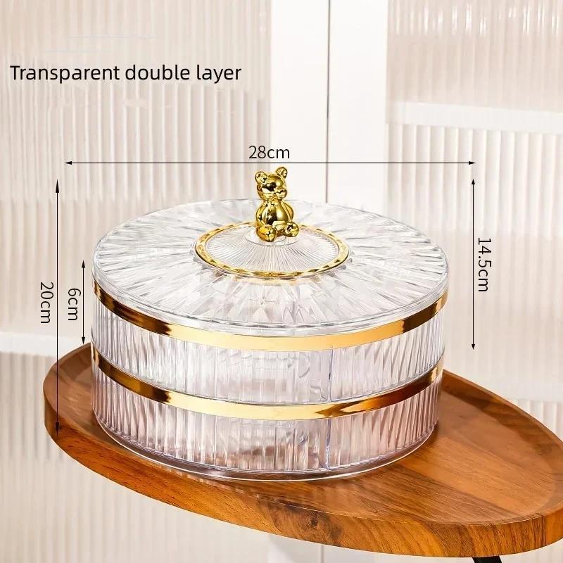 Multi layer Transparent Snacks Box Dust-proof Acrylic Dry Fruit Tray Candy Nut Storage Box Modern Living Room Sundries Container