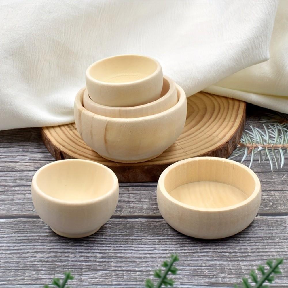 DIY Small Wooden Bowls Mini Unfinished Wooden Bowls New Unpainted Wood Bowls  Painting