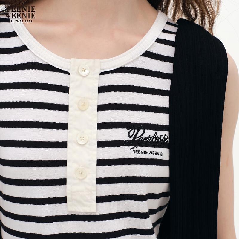 Teenie Weenie Women's Bear Letter Stripe Short Dress