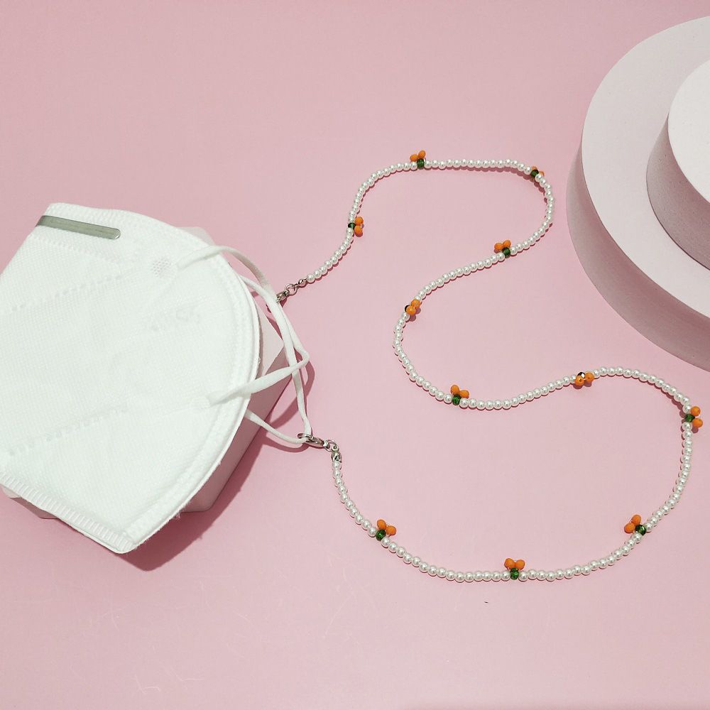 Pearl Bead Anti-lost Face Mask Necklace Mask Cord Holder Acrylic Beaded Chain Crystal Glasses Chain