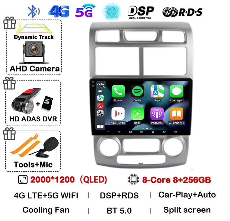 Android 14 Auto Carplay Car Radio For Kia Sportage 2 2004 2005 2006 2007 2008 2009 2010 Multimedia Player Stereo GPS WIFI+4G DSP