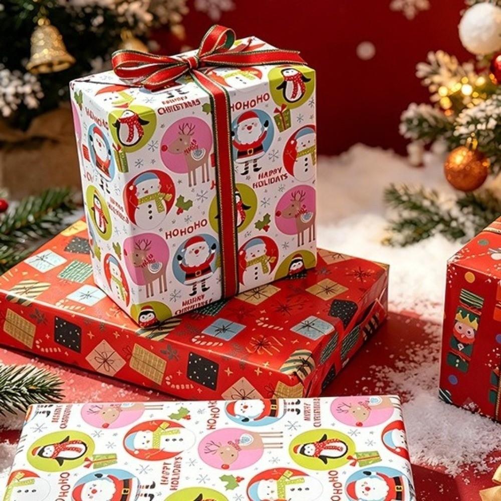 Roll Wrapping Paper Red Background Christmas Wrapping Paper Festive Party Supplies