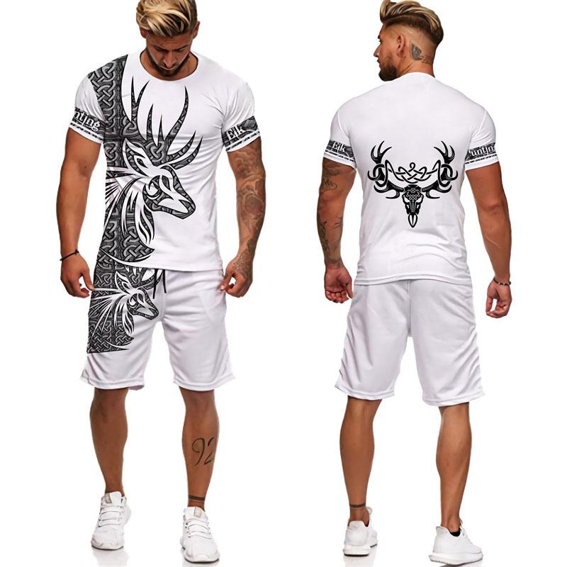 Camo Animal Deer Hunting 3D Print Tees/Shorts/Sets Men's Harajuku T-Shirt Outdoor Sportswear Suits Casual Jogger 2 Piece Outfits