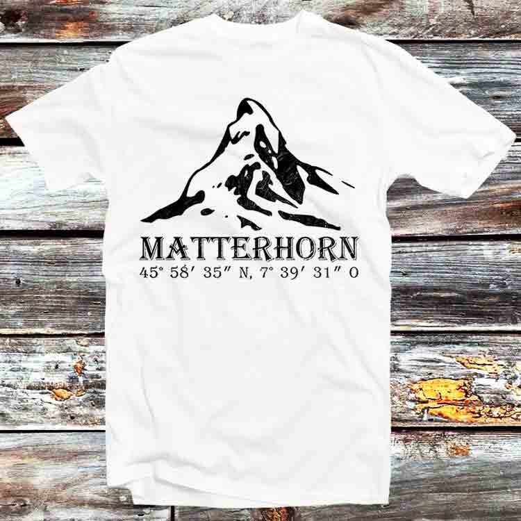 

Matterhorn Alps GPS Switzerland Mountain Vacation Gift T Shirt B1173 S