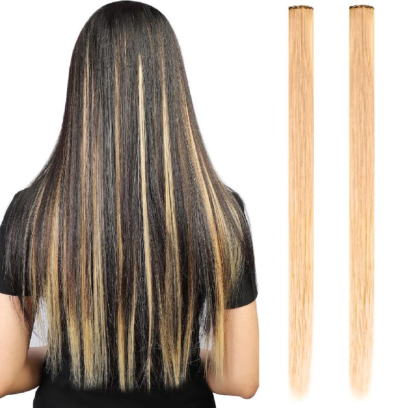 Aosiwig 2 STÜCKE Clip-In Haarverlängerungen Bunte Party-Highlights Gerade Regenbogen-Haarteile Festival Halloween Cosplay Für Frauen Mädchen