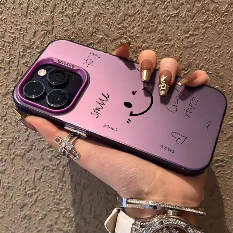 Funny Cartoon Smile Angry Face Phone Case For iPhone 15 16 Pro Max 14 13 12 11 Pro XS Max XR X 7 8 Plus Plating Matte Hard Cover
