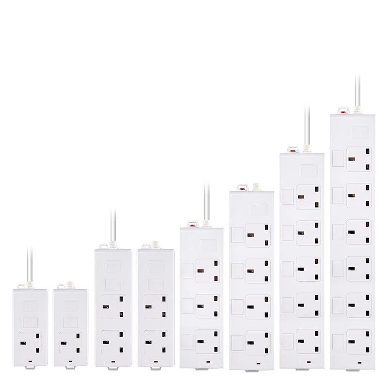 Genius UK 13A Power Strip with Overload Protection and No Switch, 250V Extension Cord