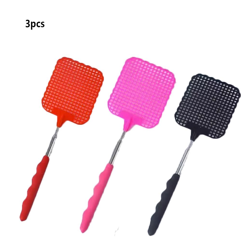 1/3/5PCS Extendable Fly Swatters with Stainless Steel Telescopic Handle 25 cm to 73 cm for Indoor Outdoor Mosquito