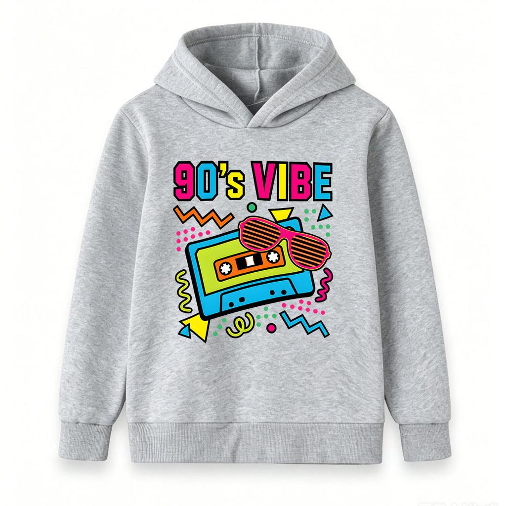 Kids Boys Girls Pullover Hoodie 90s Vibe Retro Cassette Tape Shades Print Casual Long Sleeve Sweatshirt For Youth 90s Themed Party Streetwear Lightwei