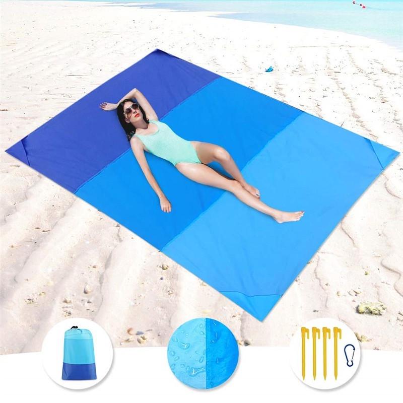 Sand Free Beach Mat, Quick Drying Ripstop Nylon Lightweight Compact Portable Outdoor Picnic Beach Blanket for Travel and Hiking