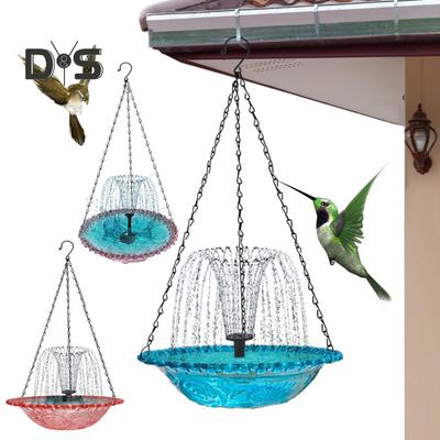 Solar Fountain Hanging Birds Bath Outdoor Hummingbird Bath Bowl Solar Powered Water Fountain Birds Bath for Lawn Patio Yard Garden Decor