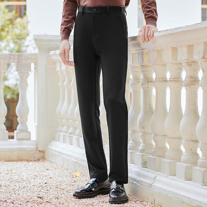Baoxiniao Men's Lightweight Brushed Business Casual Straight-Leg Trousers