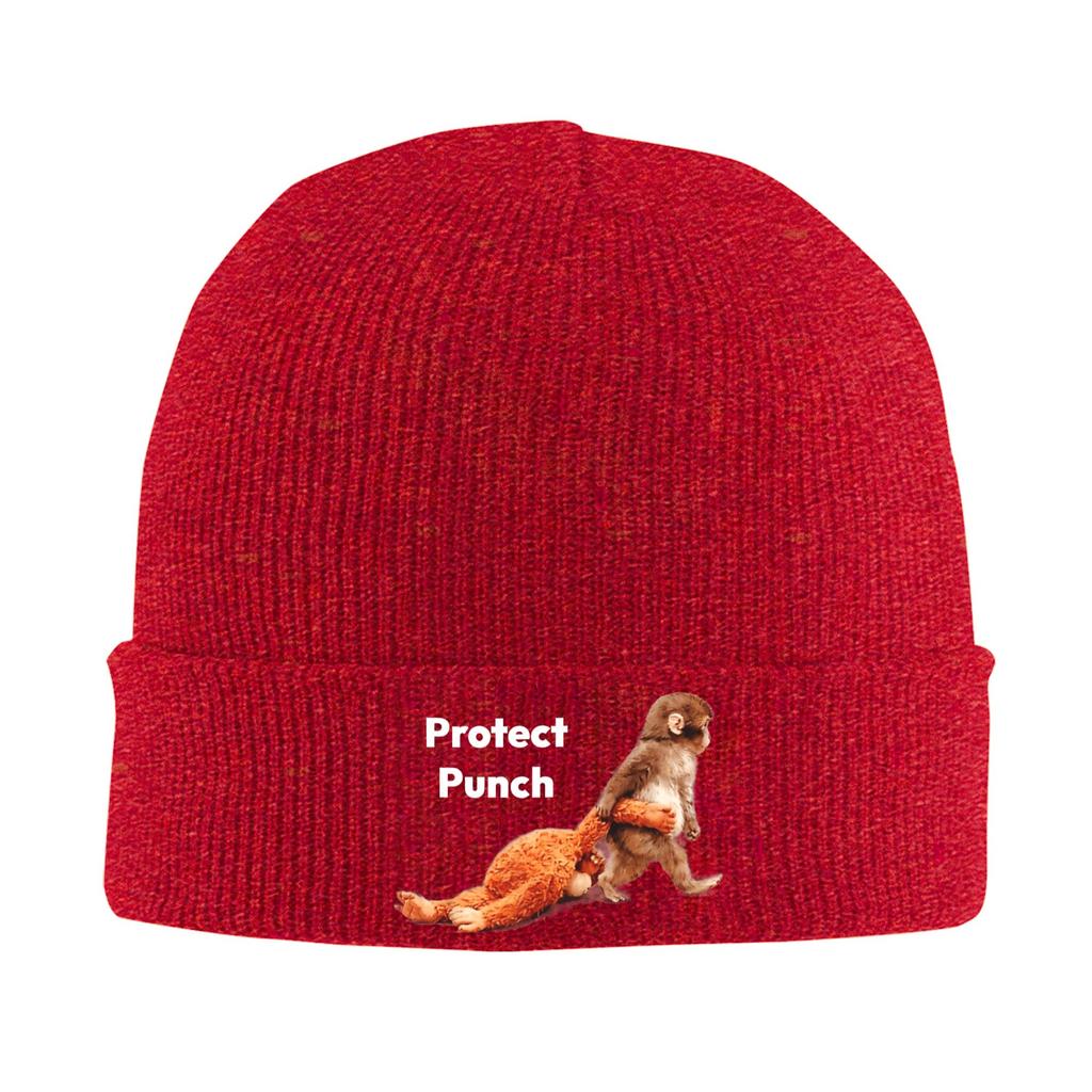 Punch Monkey 2 Mützen Bonnets für Damen Herren Unisex Lustige Hippie Strickmützen Frühling Design Warme Weiche Kappen