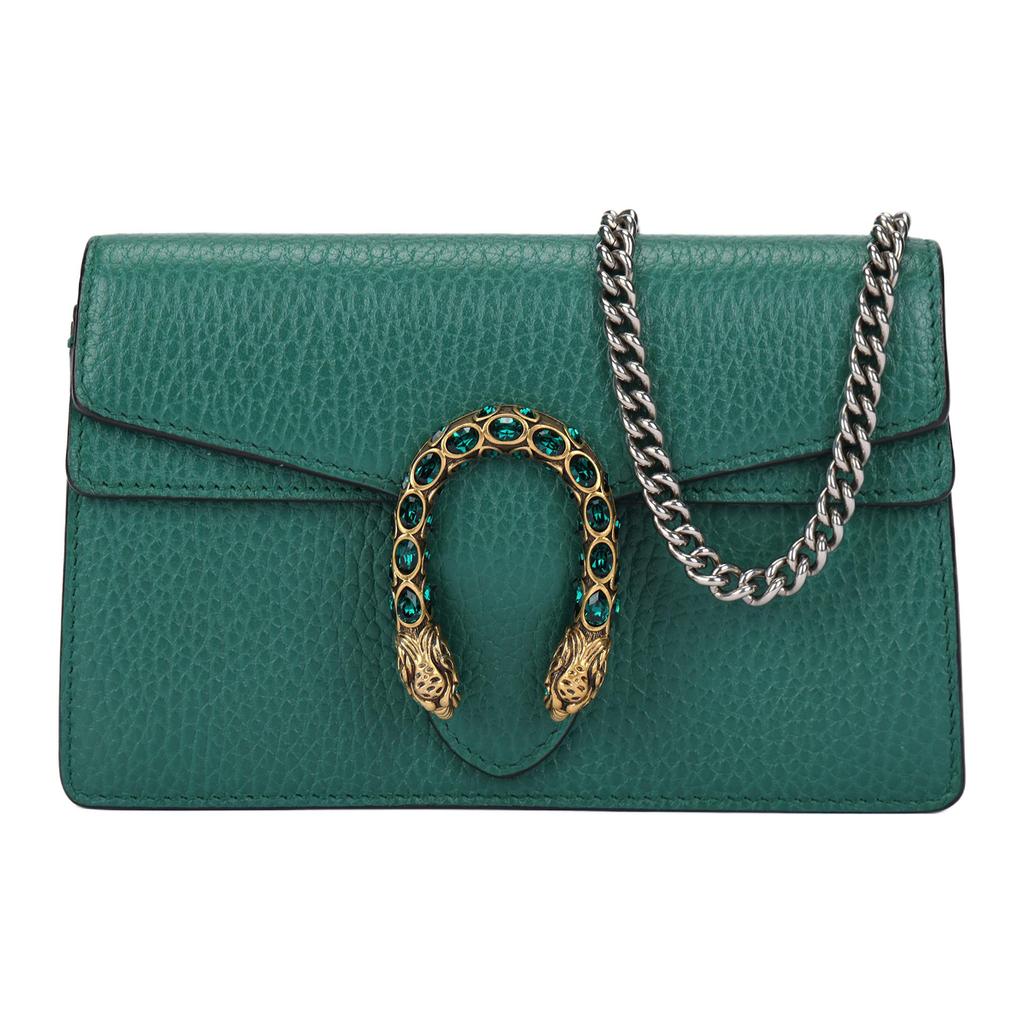 Gucci Dionysus Emerald Green Leather Super Mini Bag Crystal Hardware Chain Crossbody Clutch for Women Daily Commute 476432-CAOGX-3120
