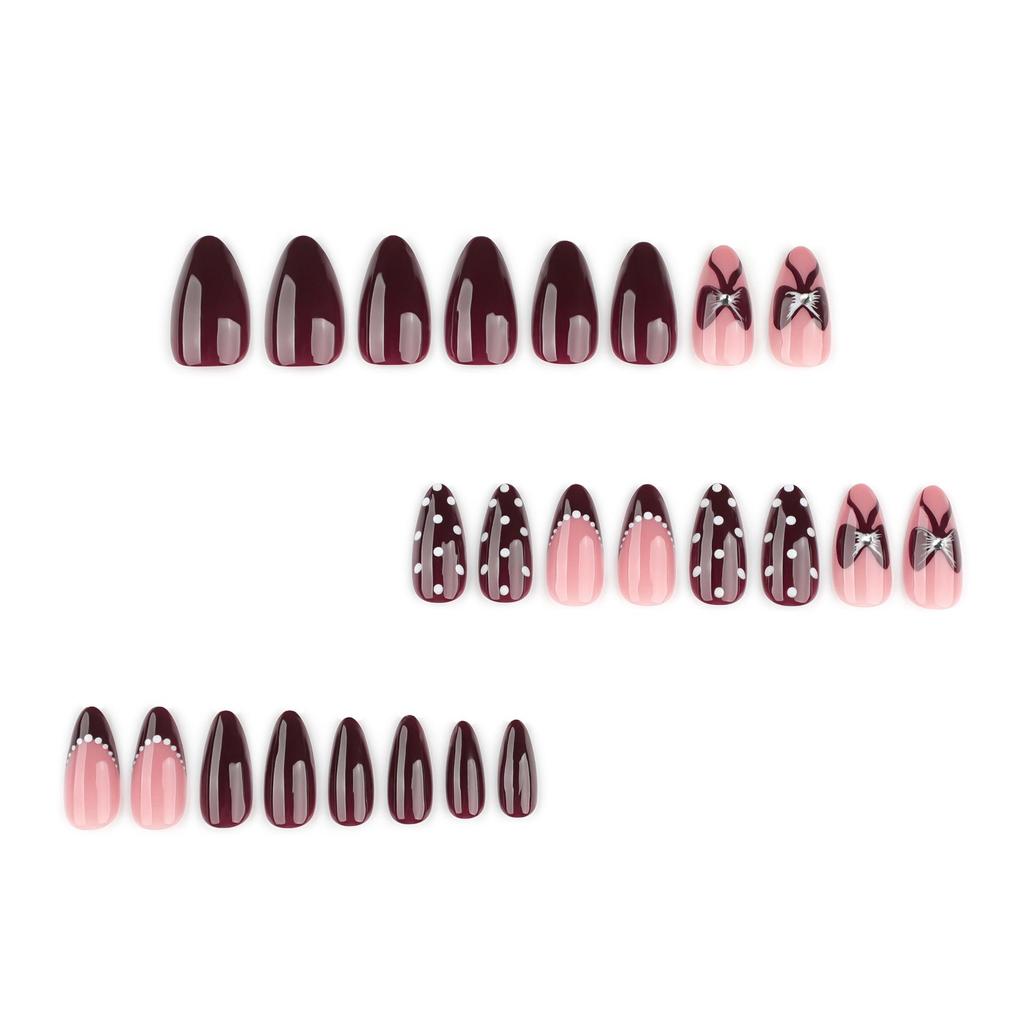 Ladybug Red French Tip Polka Dot Almond False Nails
