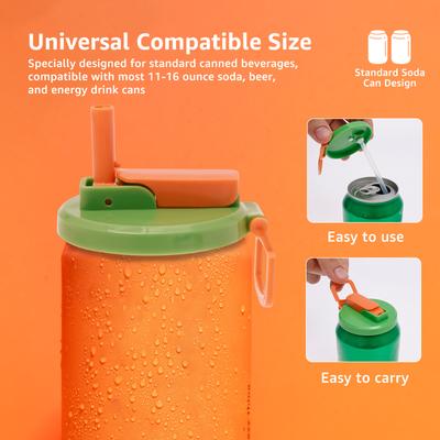 6Pcs Soda Can Lids with Silicone Straw Can Toppers Fit Diameter 2.13"/5.4cm Reusable Soda Can Covers for Fizzy Drinks Beer Juice