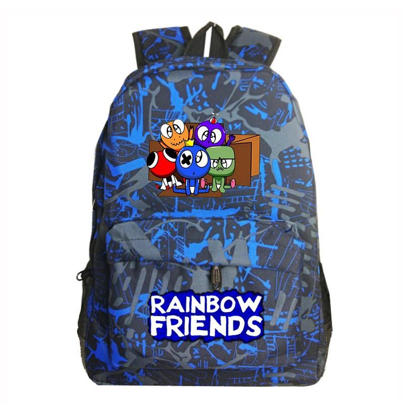 Rainbow Friends Cartoon School Backpack Kids Boys Girls Lightweight Oxford Fabric Bookbag With Ergonomic Shoulder Straps