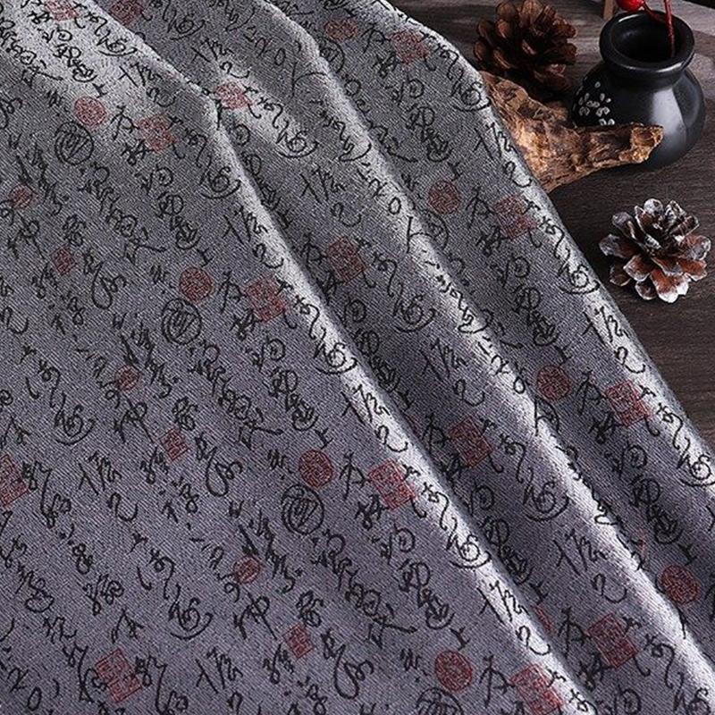 1M Premium Brocade Satin Fabric Chinese Style Calligraphy Design Jacquard Satin Cloth Evening Dress Decorative Background Fabric