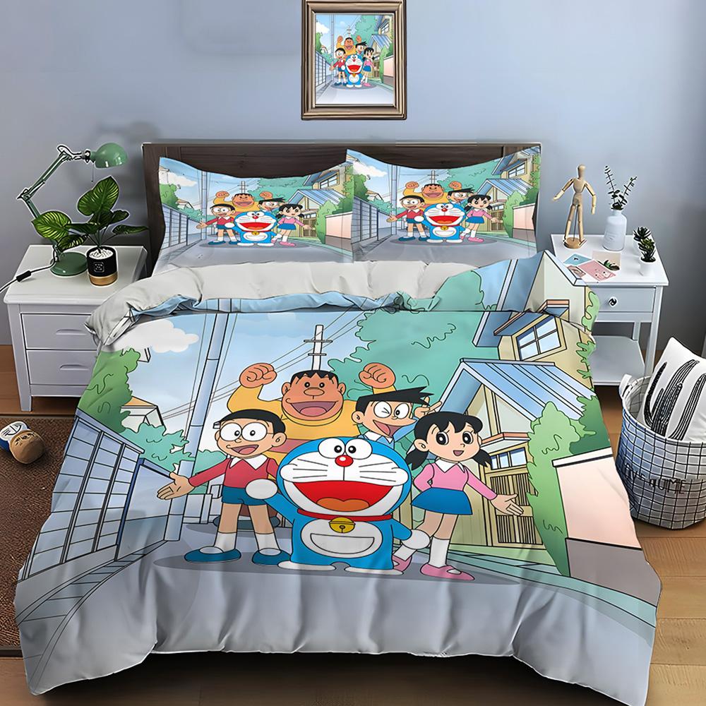3Pc Multiple Styles D-Doraemon Cartoon Printed Bedding Set 1 Duvet Cover,2 Pillowcases Boys Girls Children Luxury Gifts