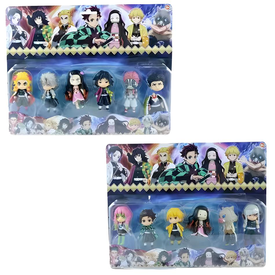 6 Pcs/Set Demon Slayer Q Version Standing Pose Tanjiro Nezuko Figure Pvc Anime Cartoon Ornaments Creative  Model Toy