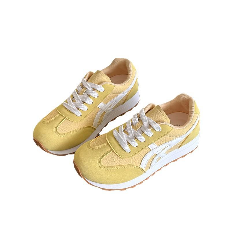 

Ретро мода женская обувь обувь Форреста Гампа 2025 лето и осень новые универсальные повседневные маленькие белые туфли дышащая спортивная обувь для моральной подготовки 40 жёлтый