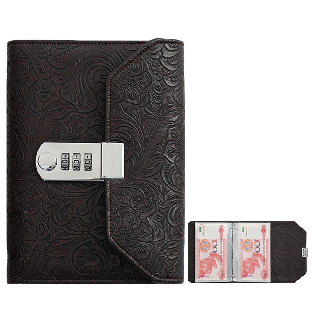 

With Password Lock Money Collection Book PU Savings Challenges Book Lovers коричневий