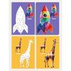 Geometric Sticker Puzzle Set - Five Themed Stickers Suitable For Children's Creative Color Matching And Fine Motor Skills