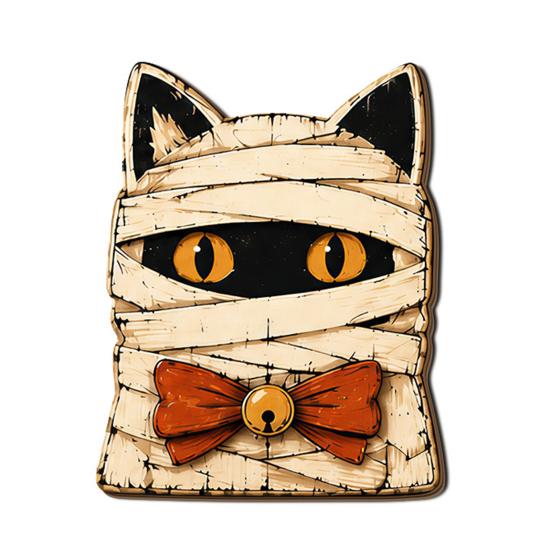 Fall Home Decor for Tables Vintage Halloween Wooden Decor, Cat Mummy Skeleton Figurines, Festive Tabletop Farmhouse Centerpiece Shelf Mantel