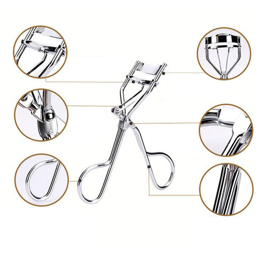 New Silver White Color Professional Portable 1pcs Woman Eyelashes Curler Clip with Handle Eyelash Cu