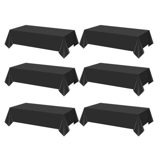 

6 шт. пластиковая скатерть одноразовая водонепроницаемая скатерть прямоугольная крышка стола для вечеринок пикников кемпинга мероприятий свадеб чёрный