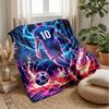 Soccer Player with Lightning Theme Blanket Lightweight Warm Flannel Blanket Decorative Throw Blanket for Home Decoration