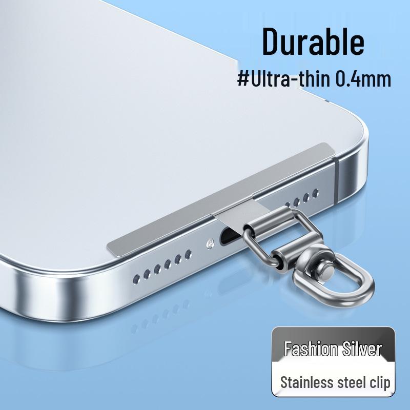 Ultra-Thin Stainless Steel Rotating Phone Lanyard Clip with Anti-Lost Sticker
