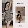 Sex lingerie sexy leopard print suspenders passion seduction lace bow sex suit bed flirting