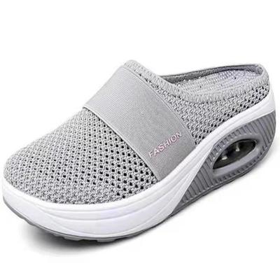 Damen Freizeit-Flip-Flops Rundspitze Mesh-Schuhe mit Keilabsatz Großformatige Hausschuhe