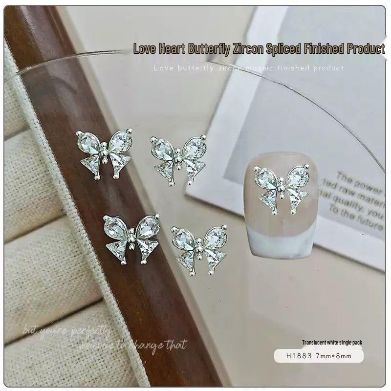 Fertige Maniküre Liebe: Glänzende Strass Schmetterling & Zirkon Nailart Dekorationen