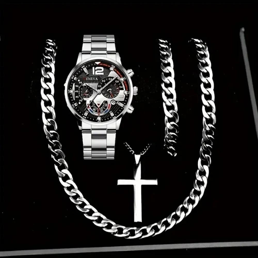 

Кварцевые часы со стальным браслетом, светящийся календарь, деловые повседневные простые мужские часы large price