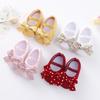 Ensemble 2 Pièces Accessoires Tenue pour Bébés Filles, Chaussures de Marche Bébé Princesses à Semelle Souple + Bandeau assorti en Dentelle avec Nœud Fleur en Mousseline Accessoire Photo Nouveau-né