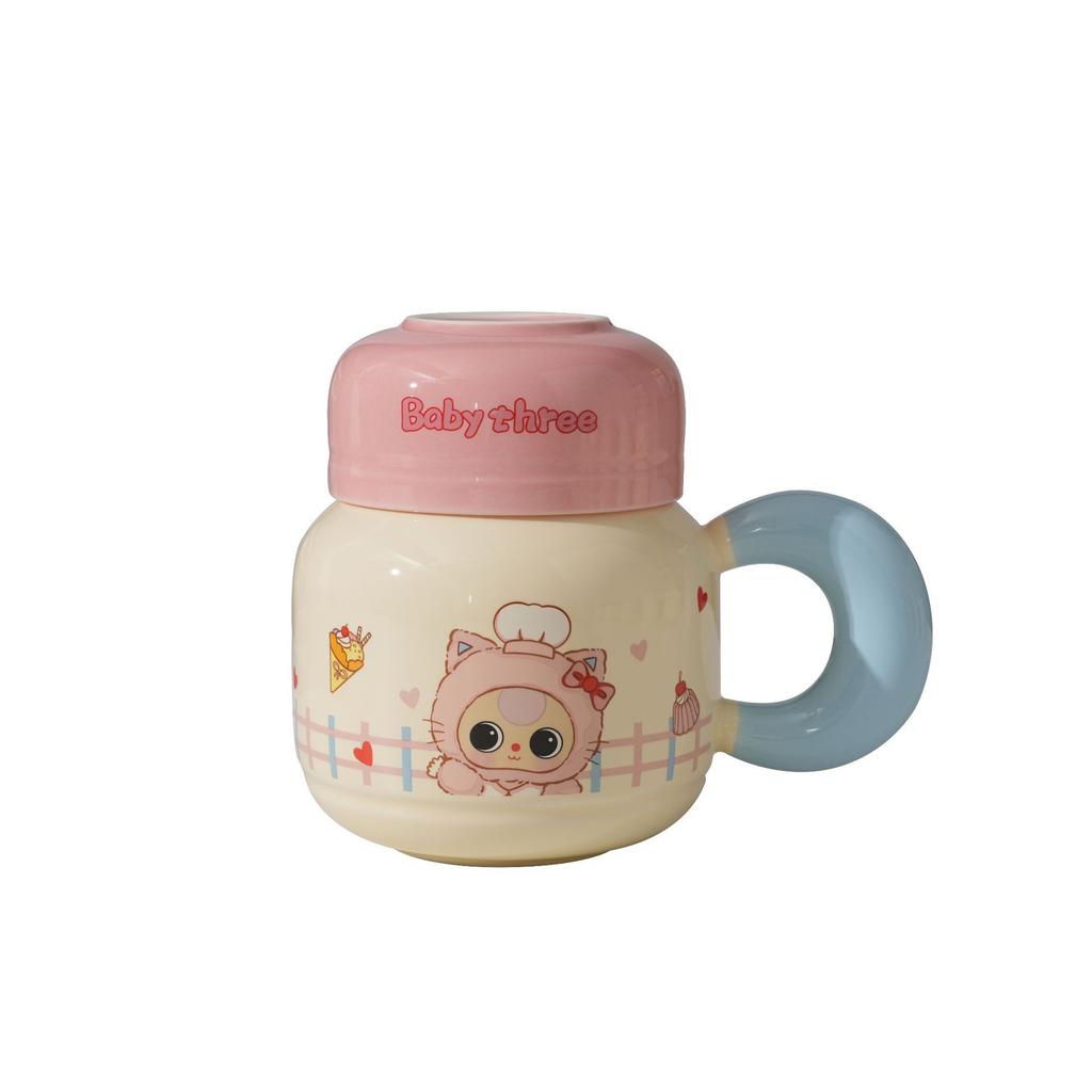 Cartoon Ceramic Breakfast Mug Cute Girl Heart Home Office Twist Cup Cup Souvenir
