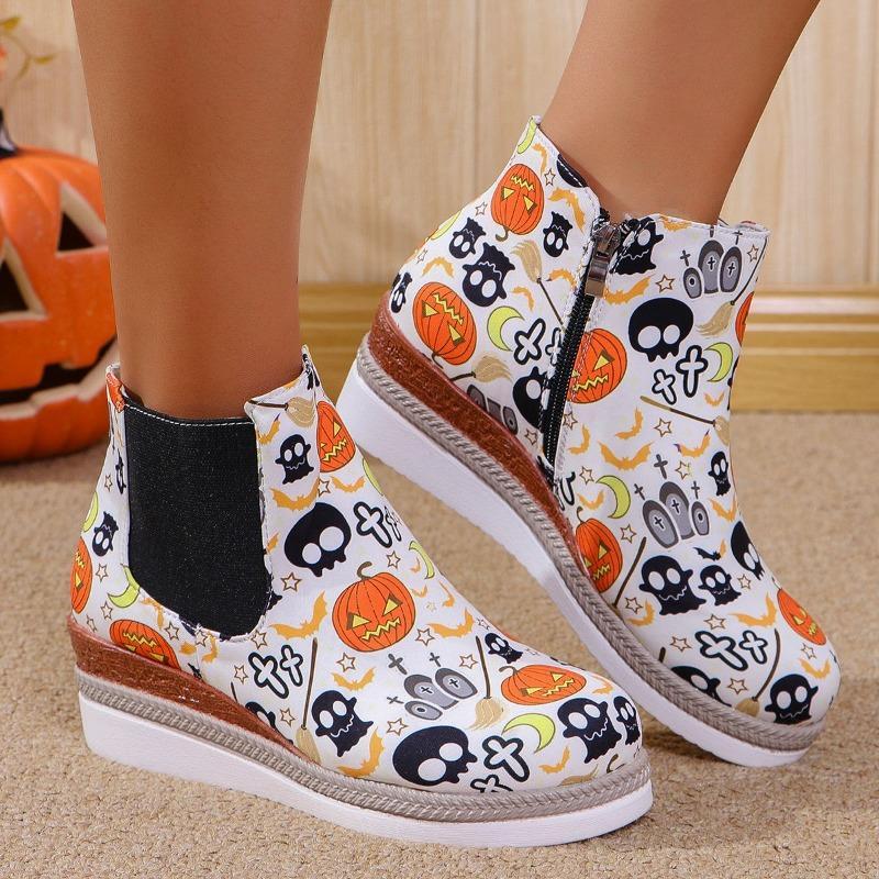 Fashion 2024 Autumn Winter Side Zipper Women's Wedge Short Boots Big Size 43 Women Walking Modern Boots Versatile Ladies Chelsea Boots