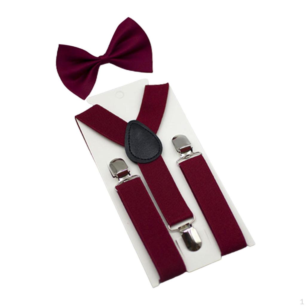 Kids Bow Tie Braces Y Back 3 Clips Adjustable Support for Formal Wear Party Jeans