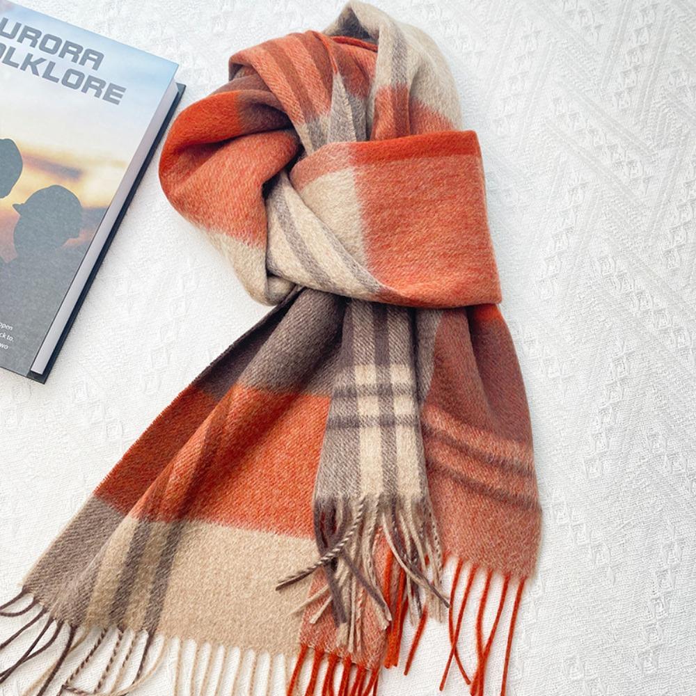 Лучшие товары в Великобритании 100% шерстяной клетчатый шарф женский зимний студенческий — фото 24