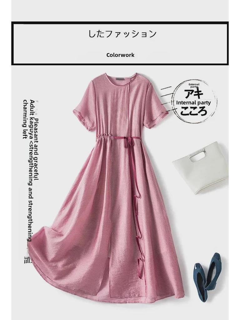 Elegantes Sommer-A-Linien-Kleid in Übergröße für Damen - Schlanke Taille, Kollektion 2021 (3353)
