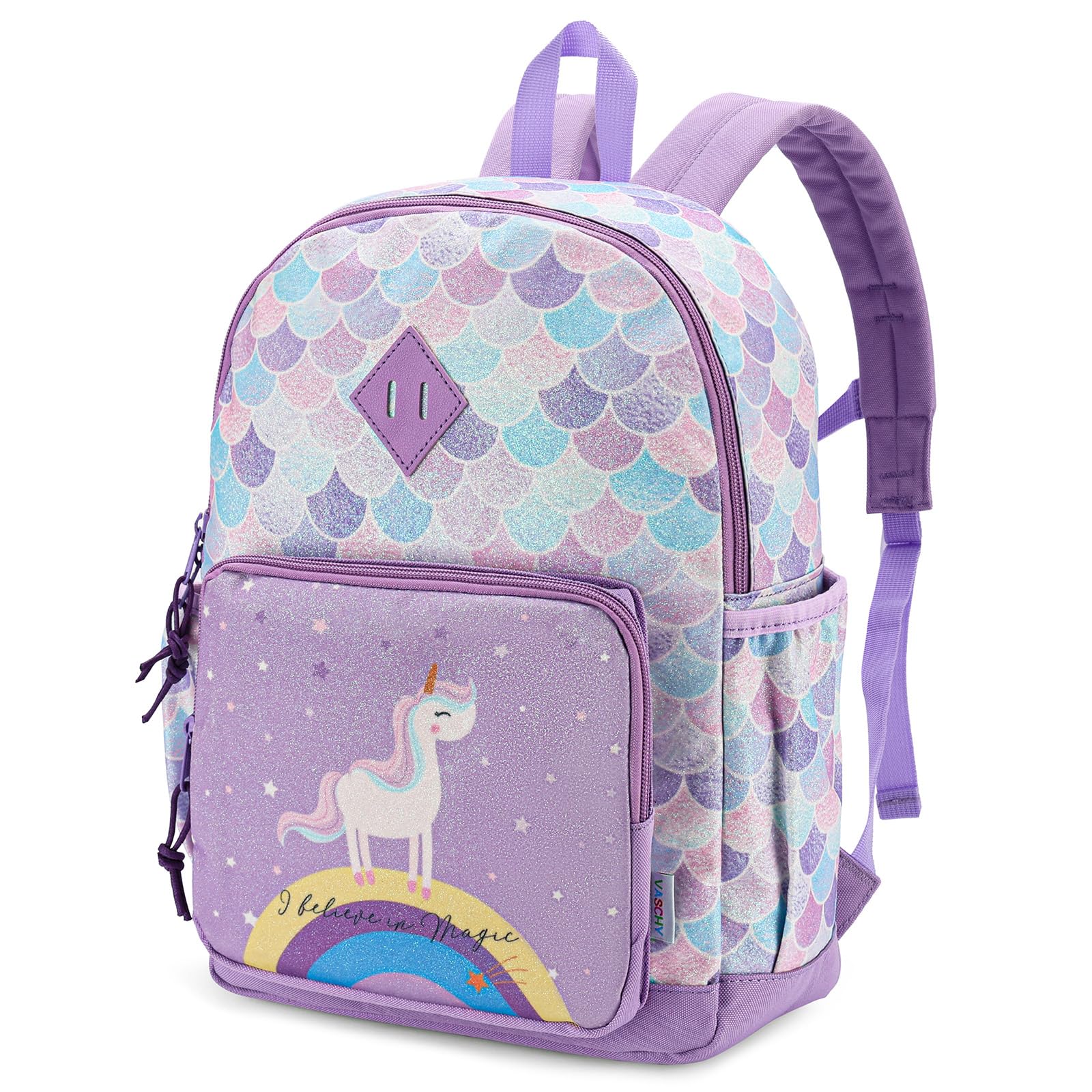 VASCHY Backpack for Nursery Elementary School Mermaid Scale Design Kids Backpack, Children s Girls, Kindergarten, School, School, Trip, Gift,